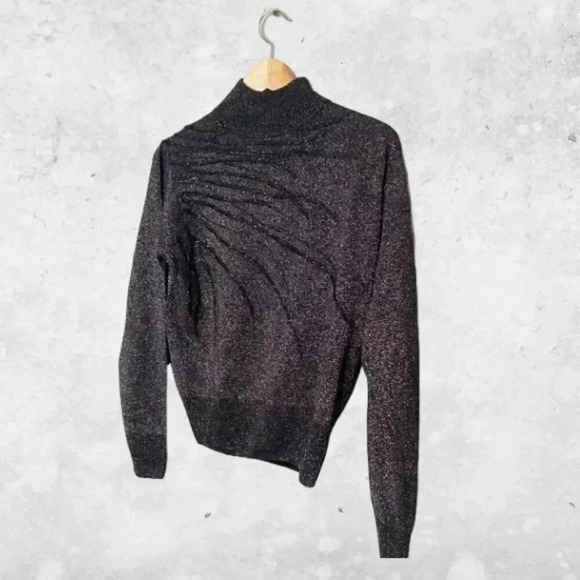 90s Dressbarn women’s black rainbow metallic sparkle sweater turtleneck medium - Picture 4 of 16